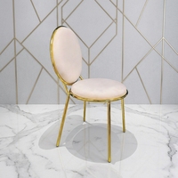 Chaise de salle à manger de luxe européenne du fabricant, design dossier rond en velours, structure en métal massif pour la maison et l'hôtel