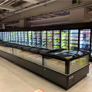 Congélateur vitrine d'îlot de supermarché à porte coulissante en verre, à température unique, en métal, à faible hauteur, pour aliments surgelés - Product Image 3