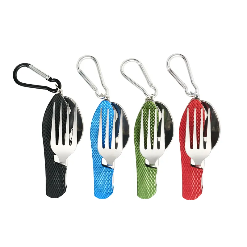 Camping Stainless Steel Cutlery Travel cutlery Functional Utensil Outdoor Spoon Fork Knife Foldable cutlery set