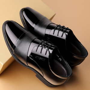 Mocassins en cuir à bout pointu pour hommes, à enfiler, avec talon compensé dissimulé, nouvelle collection, en cuir véritable, pour le bureau, la carrière et les mariages - Product Image 6