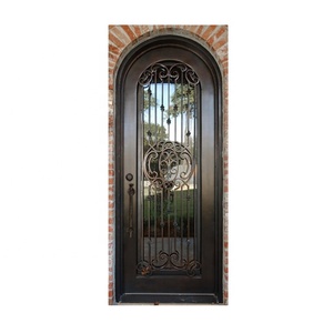 Conception de porte intérieure de maison classique porte unique arquée semi-circulaire pour la maison portes d'entrée en fer forgé conceptions rupture thermique - Product Image 2