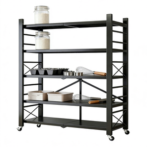 Étagère de rangement moderne en acier au carbone robuste de 80 cm, sans assemblage, CA006, pliable, réglable en hauteur, à plusieurs niveaux - Product Image 3