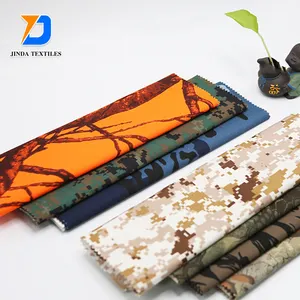 Jinda digital 65% poliestere 35% misto cotone tessuto impermeabile Rip Stop Camouflage Stock Fabric