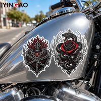 Autocollants personnalisés de crânes gothiques pour motos, autocollants en vinyle découpés à la forme de rose, imperméables et auto-adhésifs, pour skateboard