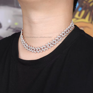 Collar y Pulsera de Cadena Cubana Europea Americana Personalizada de 14 mm, Diseño de Espinas Moderno y a la Moda, Unisex, Electrochapado - Product Image 1