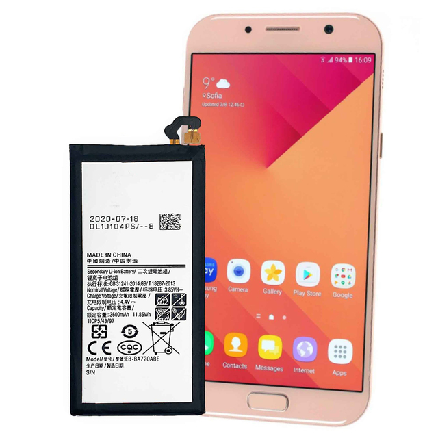 Replacement Battery EB-BA720ABE 3600mAh 3.85V for Samsung Galaxy A7 2017 A720 A720F Mobile Phone Battery