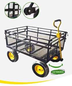 頑丈1000LBSスチールメタルガーデンカート180回転ハンドル13インチタイヤ1000LBSガーデンメッシュカートツールプラットフォームカート - Product Image 2