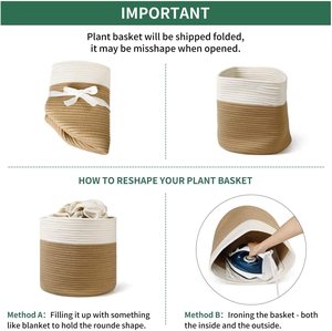 Thân Thiện Với Môi Có Thể Gập Lại Bông Rope Dệt Cây Giỏ Chậu Thực Vật Giỏ Tùy Chỉnh Đay Rope Giỏ Cho Cây - Product Image 3
