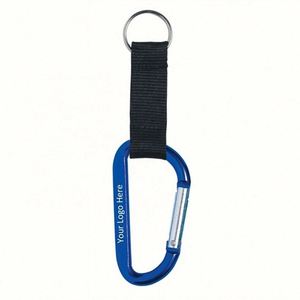 Custom LOGO Durable Polyester Woven Strap Aluminum Carabiner Keychain Clip With <b>Key</b> <b>Ring</b> - Product Image 1