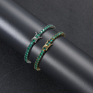 In Stock 925 Silver Hip Hop Jewelry 2mm to 5mm VVS Moissanite Diamond Round Brilliant Cut Tennis Chain Bracelet Blue <b>Green</b> <b>Gift</b> - Product Image 2