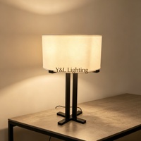 Lampe de table double en laiton de style Mid-Century Premium, simple, écologique, avec abat-jour en lin neutre surdimensionné E26, moderne, flexible pour la lecture