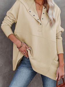 Ventes en gros de chemises et hauts décontractés de couleur unie mi-longs pour l'automne et l'hiver, personnalisables - Product Image 4