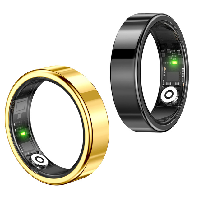 6mm Waterproof Durable Fitness Sleep Tracker Heart Rate Monitor Touch Screen Lighting Stainless Steel Case Smart Ring