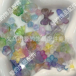 Frosted Gradient Mixed Floral Resin Applique Diy <b>Beads</b> For Jewelry Making Yiwu Wholesale - Product Image 3