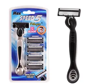 5 Cartridges system razor replaceable shaving razor for men
