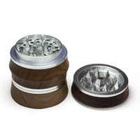 GA357030 Bois + Aluminium 4 couches Portable Pocket Metal Tobacco Herb Cigarette Hand Grinder Smoking Accessories