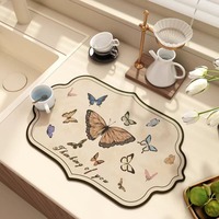 Tapis de drainage en boue de diatomée motif papillon, haute qualité, pour la vaisselle et la table, tapis absorbant, tapis isolant spécial