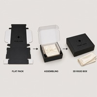 Boîte Cadeau Noire et Blanche Bicolore à Rabat Supérieur, Impression Personnalisée, Rigide, avec Fermeture à Oreilles, Recyclable, Vente en Gros Direct Usine, Emballage Plat