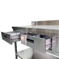 Autres fournitures pour hôtels et restaurants Table de travail commerciale en inox Table de travail réglable en acier inoxydable avec tiroirs