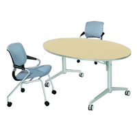 Table de conférence moderne pliable en métal pour bureau à domicile - Forme ovale ronde, table de réunion modulaire