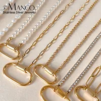 Collier EManco en acier inoxydable avec fermoir ovale pour femme, collier ras-du-cou en métal, livraison directe d'usine, idéal pour le dropshipping