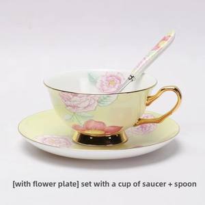 <span class=keywords><strong>Bona</strong></span> China ถ้วยกาแฟเซรามิกลายดอกไม้หรูหราขนาด220มล. ชุดจานรองถ้วยชาพอร์ซเลน - Product Image 6