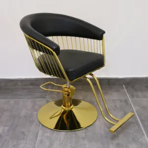 Gold Stainless Steel Barber Chair Salon And Haircut Chair For Barber Shops Factory Price Salon Furniture