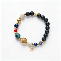 Handgefertigtes 12 Sternzeichen Naturstein-Armband Mattschwarzer Onyx Lapislazuli Perlen Horoskop Astrologie Schmuck für Männer Frauen