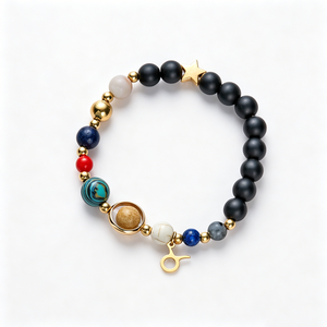 Bracelet artisanal en pierres naturelles des 12 signes <span class=keywords><strong>du</strong></span> zodiaque, onyx noir mat, lapis-lazuli, perles, <span class=keywords><strong>horoscope</strong></span>, astrologie, bijoux pour <span class=keywords><strong>homme</strong></span> et femme - Product Image 6