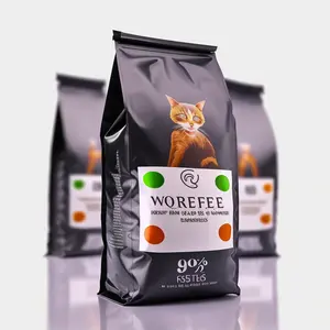 Custom 8 Side Seal Dog And Cat Pet Food Feed And Storage Bottom Flat Bottom Dog Pet Food Packaging Bag