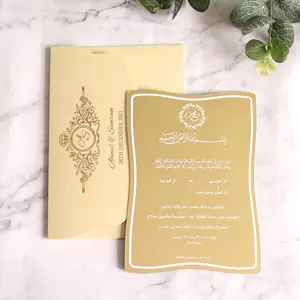 Lámina acrílica con espejo dorado de estilo Simple personalizada, tarjeta de agradecimiento, invitaciones de boda con sobres, tarjeta de celebración