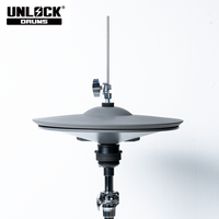 UNLOCK DRUMS VH14 4000+ niveaux de sensibilité, Hi-hat 14 pouces avec peaux de vache, corps en bois de bouleau, sans fil, pliable, batterie de studio