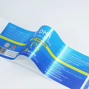 定制粘性乙烯基贴纸防水光泽饰面中国产品瓶标签印刷CMYK药品药丸液体