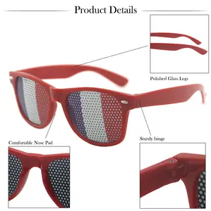 <span class=keywords><strong>Gafas</strong></span> de sol personalizadas con bandera, EE. UU., Reino Unido, Francia, Italia, Alemania, pegatina estenopeica para fanáticos, evento de fútbol de país, <span class=keywords><strong>gafas</strong></span> de sol Rojas - Product Image 5
