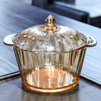 Grande casserole en verre de haute qualité, en borosilicate, pour la cuisine à domicile, avec couvercle