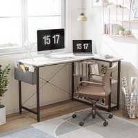 Bureau d'angle moderne extensible pour la maison, petit bureau d'ordinateur en forme de L avec étagères réversibles, table de jeu blanche pour l'étude et l'écriture