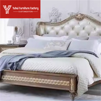 Lit double de style français Versailles Rose Court, lit rembourré, mobilier français, lit double pour chambre à coucher, mobilier de chambre de villa