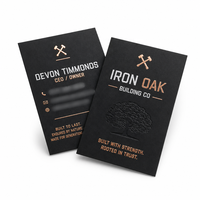 Kartu Nama Bisnis Premium Hitam Custom, Deboss Foil Stamping Rose Gold & Matte Silver, Blind Deboss, Permukaan Bertekstur