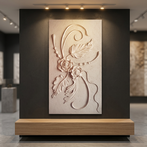 Elegant design white marble carved <b>stone</b> wall panels and stones bedroom use stylish look modern design - Product Image 3