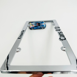 Cadre de <span class=keywords><strong>plaque</strong></span> d'<span class=keywords><strong>immatriculation</strong></span> personnalisé en argent plaqué 3D avec logo, pour les États-Unis et le Canada, noir - Product Image 2