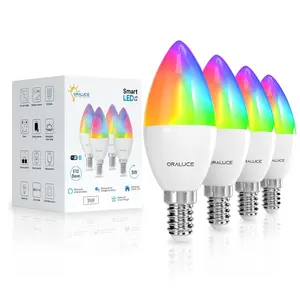 스마트 촛불 전구 E14 기본 5W 100V 120V 호환 구글 홈 알렉사 와이파이 블루투스 LED 원격 제어 LED 램프 RGB