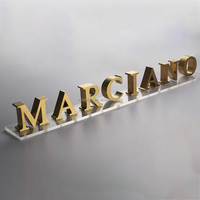 Lettres de logo en acier inoxydable non éclairées, lettres 3D en acier inoxydable uni, lettres en métal massif, enseignes murales non éclairées