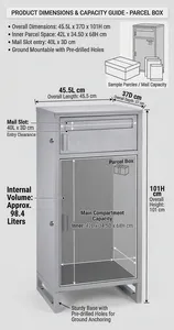Nuovo Cassetto Porta Pacchi Autoportante in Acciaio Zincato Impermeabile, Design Antiruggine e Antifurto con Fessura per Lettere - Product Image 5