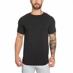 Camiseta de poliéster ster masculina, camiseta de academia fit em branco preto personalizada para treino
