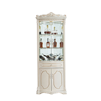 Meuble à vin en bois blanc classique, vitrine d'angle pour salon, meuble de salle à manger, bar européen, armoire à vin en bois pour la maison