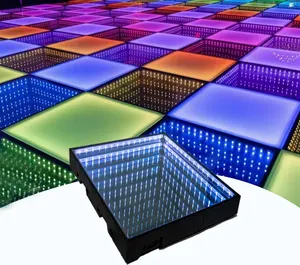 Cermin Berkilau Tak Terbatas Led Tari Lantai 3D Cahaya Kontrol Jarak Jauh Sumber Cahaya