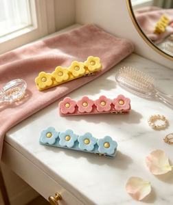 Pinzas de Pelo de Acrílico con Flores, Ecológicas y Lindas, para <span class=keywords><strong>Niñas</strong></span>, Accesorios Coloridos Personalizados, para Bebés, Tamaño 5cm, Estilo Dulce, en Tarjeta - Product Image 5