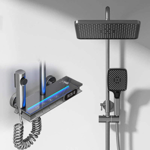 HLK Elegant Black Concealed Watermark <strong>Shower</strong> Faucet Set Temperature Adjustable Wall Bathtub <strong>Control</strong> with Ceramic Valve Core - Product Image 2