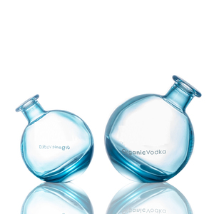 1L 34oz Bouteilles en verre de vodka biologique océanique peintes en bleu sur mesure de la plus haute qualité avec <span class=keywords><strong>bouchon</strong></span> en verre - Product Image 2