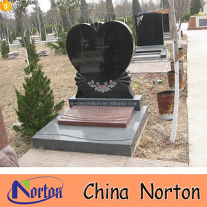Granito en forma <span class=keywords><strong>de</strong></span> corazón <span class=keywords><strong>cementerio</strong></span> barato vertical mármol negro tumba lápida precios - Product Image 3
